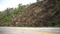 Landslide on the mountain road..Camiguin island Philippines. Royalty Free Stock Photo