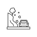 Landslip, car icon. Simple line, outline vector elements of natural disasters icons for ui and ux, website or mobile application