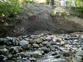 Landslip on riverbank Royalty Free Stock Photo