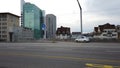 4 lane car road with traffic on Hardbrucke bridge Zurich city Switzerland daytime