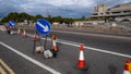 Lane Closures And Road Repairs Waterloo Bridge London England UK