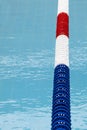 Lane divider, pool marker lines. Blue clean water Royalty Free Stock Photo