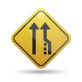 lane ends merge left sign. Vector illustration decorative design Royalty Free Stock Photo