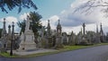 Lane with old historic grave tombs in Glasnevin cemetery, Dublin