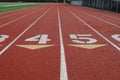 Lanes on athletic track Royalty Free Stock Photo