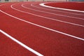 Lanes on red running track