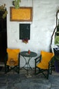 Tradititional and charming small cafe in a village on the Greek island of Amorgos. Royalty Free Stock Photo