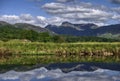 Langdale Pikes reflected in river