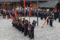 People of the Miao ethnic minority performing a traditional dance in Langde Miao Nationality village, Guizhou province, China