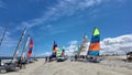 Hobi cats wait to launch from the beach at Langebaan west coast South Africa.