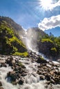 Langfossen waterfall in Norway at sunny summer day Royalty Free Stock Photo