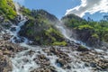 Langfossen waterfall in Norway at sunny summer day Royalty Free Stock Photo