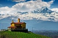 Langhe - Partisan Shrine and Monviso.