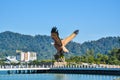 Langkawi eagle monument from side with beautiful nature view