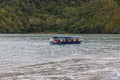 Langkawi, Malaysia - December 10, 2022: Tourist boat near the beach of Pantai Tanjung Rhu on the malaysia island Langkawi. Daily Royalty Free Stock Photo