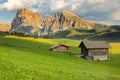 Langkofel Group at Seiser Alm, South Tyrol, Italy Royalty Free Stock Photo