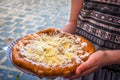 Langos is a Hungarian food speciality Royalty Free Stock Photo