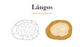 Langos is a traditional Hungarian dish. It is often served with garlic and cheese Royalty Free Stock Photo