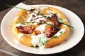 Langos, traditional Hungarian pancake with cheese