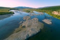 Langot-Yogan river, august morning. Yamal, Russia Royalty Free Stock Photo