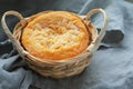 Langres cheese in a basket closeup