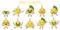 Langsat fruit cute funny cheerful characters with different poses and emotions