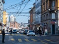 Zurich, Switzerland - March 5th 2022: Traffic situation in Langstrasse.