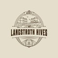 langstroth hive logo line art vintage vector illustration template icon graphic design. bee sign or symbol for fresh farm from