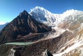 Langtang Lirung peak as seen from Kyanjin Ri peak in Langtang Valley, Nepal.