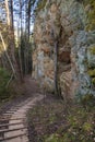 Langu klintis Sandstone Cliffs, Latvia spring Royalty Free Stock Photo