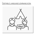 Language camps line icon