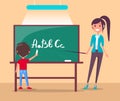 Language Class in Primary School Vector Banner. Royalty Free Stock Photo