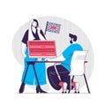 Language course web concept. Man and woman learning English