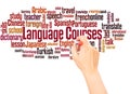 Language Courses word cloud hand writing concept Royalty Free Stock Photo