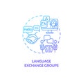 Language exchange groups blue gradient concept icon