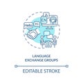 Language exchange groups turquoise concept icon