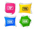 Language icons. JP, TR, GR and GB translation. Vector