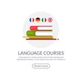 Language learn vector banner design. Language course english different speak logo concept Royalty Free Stock Photo