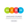 Language learn vector banner design. Language course english different speak logo concept Royalty Free Stock Photo