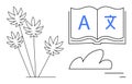 Language Learning Concept with Open Book and Minimal Nature Elements Royalty Free Stock Photo
