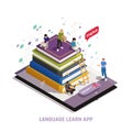 Language Learning Isometric Composition Royalty Free Stock Photo