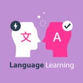 Language learning, translate concept, international communication, linguistics coarse