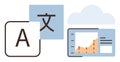 Translation and Data Visualization Concept with Language Icon and Analytics in Cloud Environment Royalty Free Stock Photo