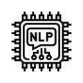 language processor chip nlp line icon vector illustration