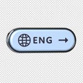 Language selection button with globe icon and eng text, english option for website or app ui, isolated Royalty Free Stock Photo