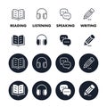 Language skills icon set different style isolated