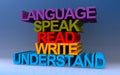 language speak read write understand on blue