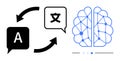 Language Translation and AI Integration with Neural Network Visualization Royalty Free Stock Photo