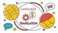 Language translation concept, globe and communication bubbles vector design Generative AI Royalty Free Stock Photo