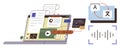 Language Translation and Digital Content Processing with Multimedia Elements and Coding Interface Royalty Free Stock Photo